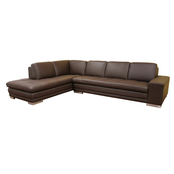 Baxton Studio Callidora Dark Brown Leather-Leather Match Sofa Sectional Reverse 37-3154